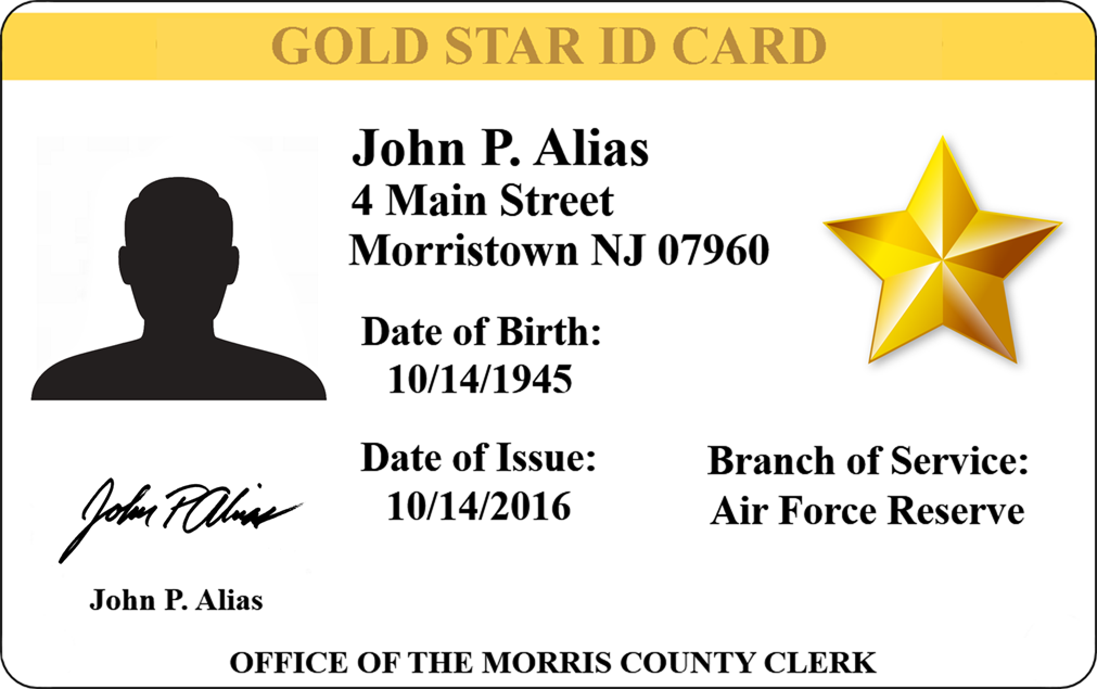 Front of Gold Star Parent ID card
