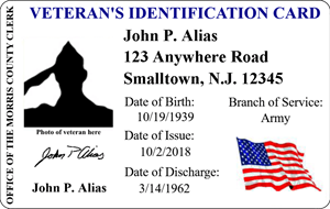 Front of the Veterans ID Card